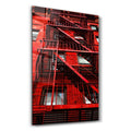 Colorful apartments glass wall art by Artdesigna featuring vibrant, modern cityscape design on clear glass panel.