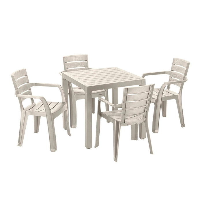 Combo Comedor Baru (1 Mesa + 4 Sillas Con Brazos) Taupe