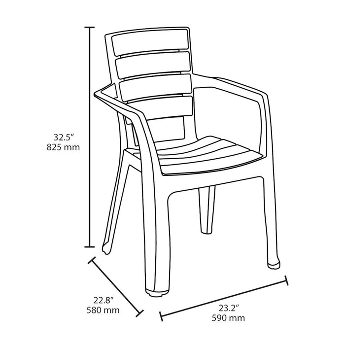 Combo Comedor Baru (1 Mesa + 4 Sillas Con Brazos) Taupe