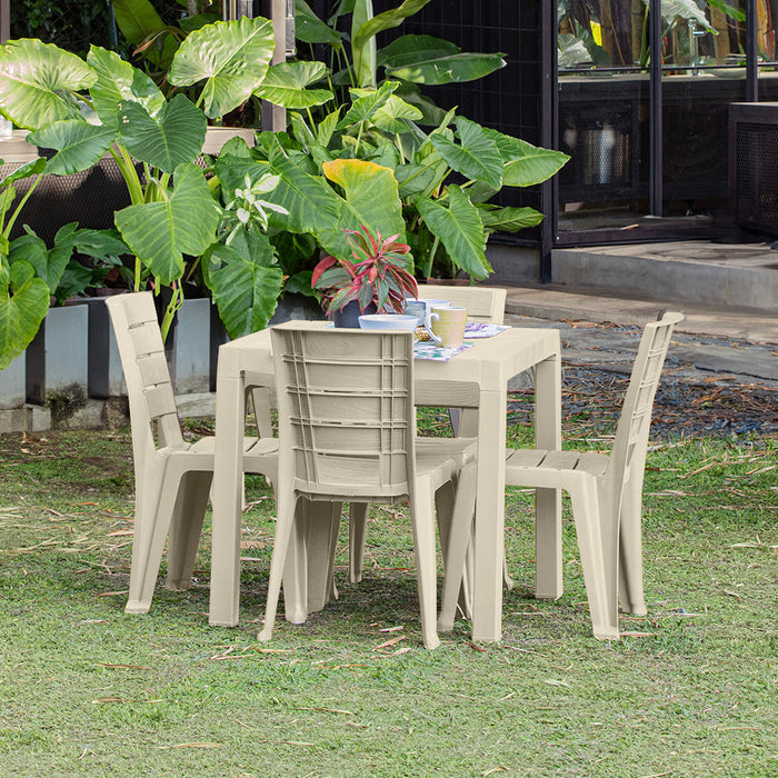 Combo Comedor Barú (1 Mesa + 4 Sillas Sin Brazos) Taupe