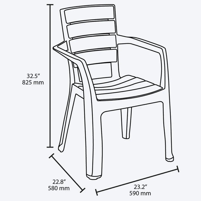 Combo Comedor Familiar Barú (1 Mesa + 6 Sillas Con Brazos) Mocca
