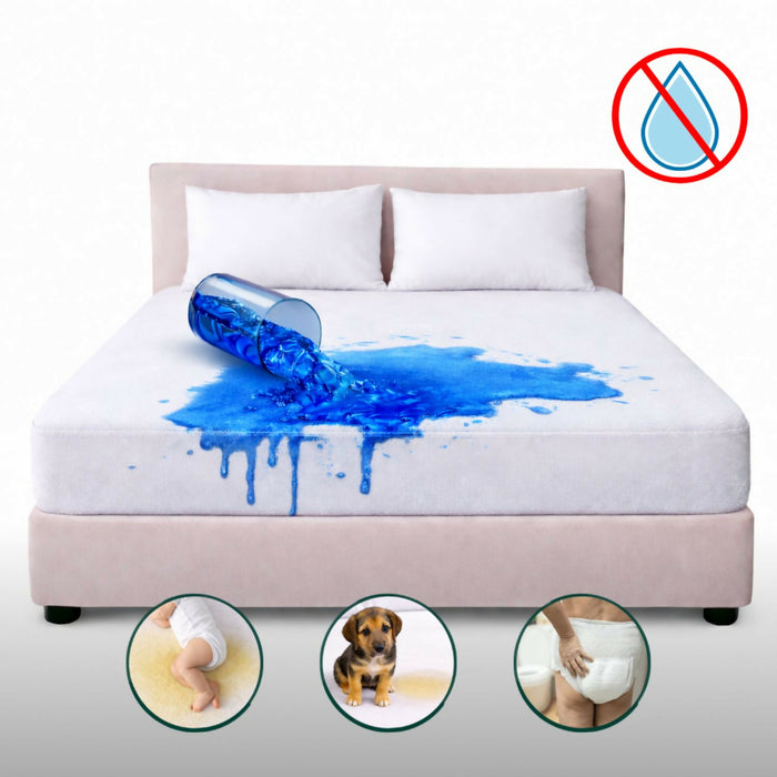 Combo protector colchón semidoble 100% impermeable antifluido terry 120x190cm