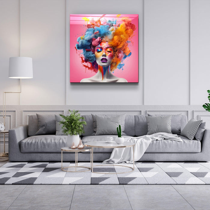 Colorful cotton candy glass wall art by Artdesigna, featuring vibrant, translucent design perfect for modern home decor.