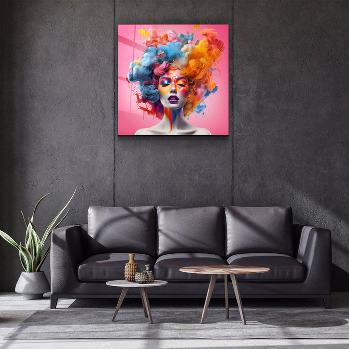 Colorful cotton candy glass wall art by Artdesigna, featuring vibrant, transparent glass in a playful cotton candy design.
