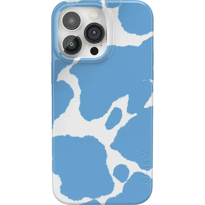 Current MOOd | Light Blue Cow Print Case iPhone Case get.casely Classic + MagSafe® iPhone 14 Pro Max