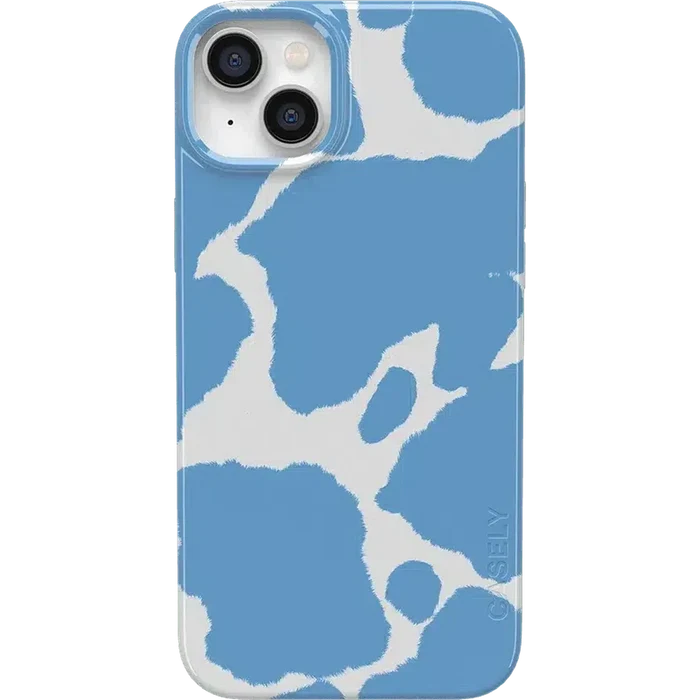 Current MOOd | Light Blue Cow Print Case iPhone Case get.casely Classic + MagSafe® iPhone 14 Plus