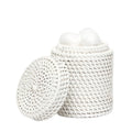 Pigeon & Poodle Dalton Woven Rattan Bathroom Canister in White - Bath Accessories - The Well Appointed House