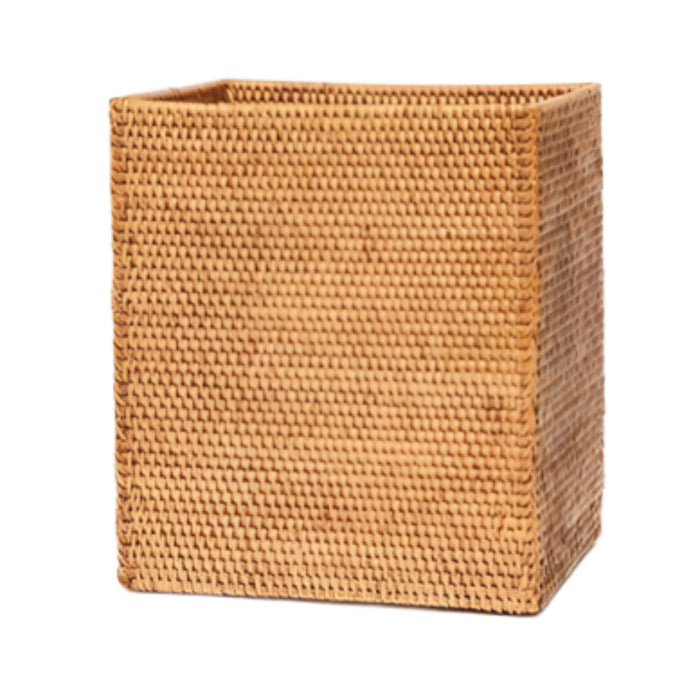 Pigeon & Poodle Dalton Woven Rattan Rectangular Wastebasket in Brown with Optional Tissue Box - Wastebasket Sets - The Well Appointed House