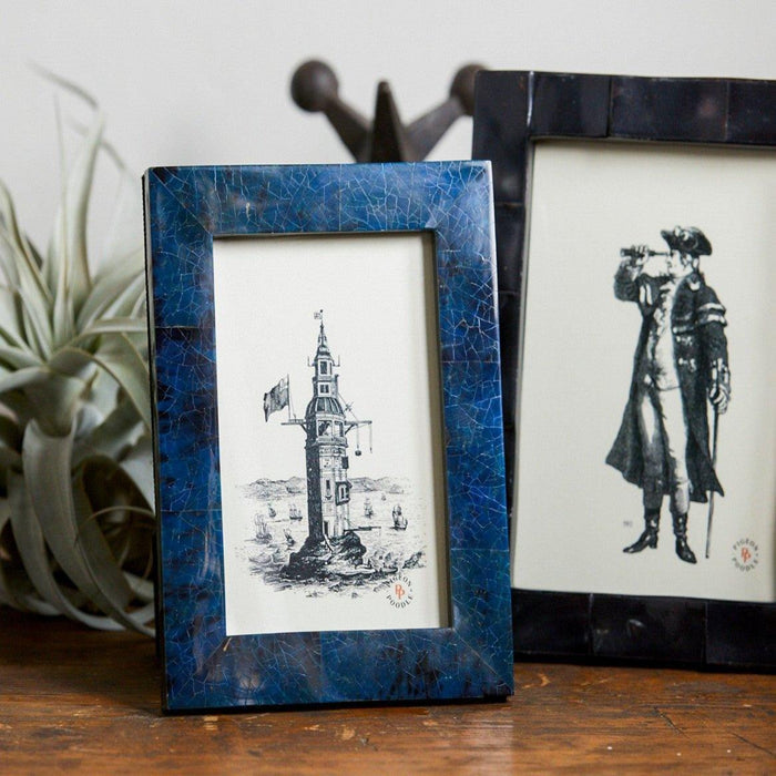 Pigeon & Poodle Dark Blue Pen Shell Colmar Picture Frame in Three Different Sizes - Picture Frames - The Well Appointed House