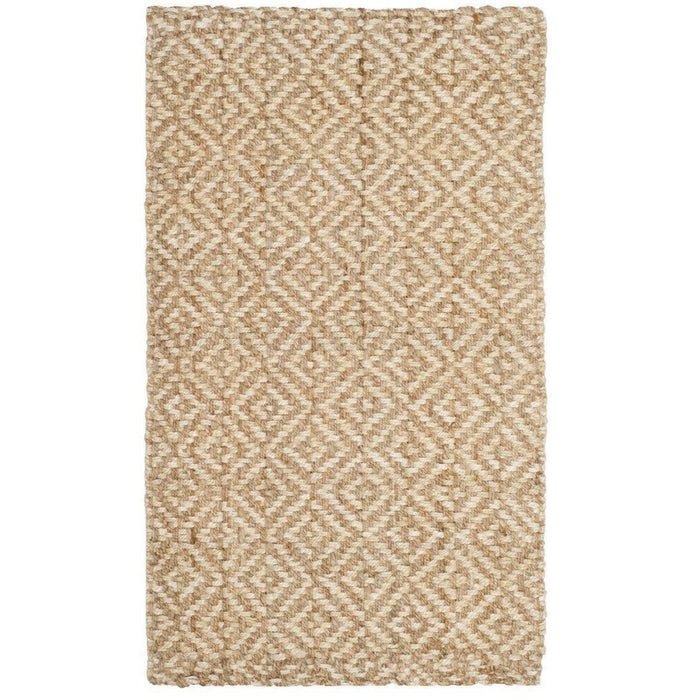 Diamond Pattern Jute and Ivory Natural Rug