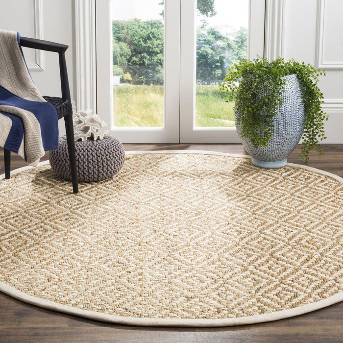 Diamond Pattern Jute and Ivory Natural Rug - Rugs - The Well Appointed House