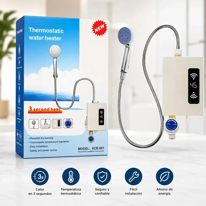 DUCHA CALENTADOR ELÉCTRICA INSTANTÁNEA CON CONTROL DE TEMPERATURA Y PANTALLA LED