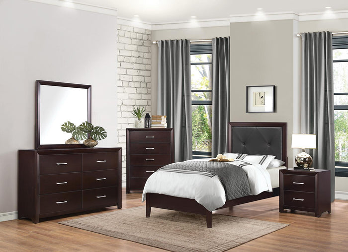 Edina Twin Panel Bed in Espresso-Hinted Cherry 2145T-1 - Furniture World SW (WA)