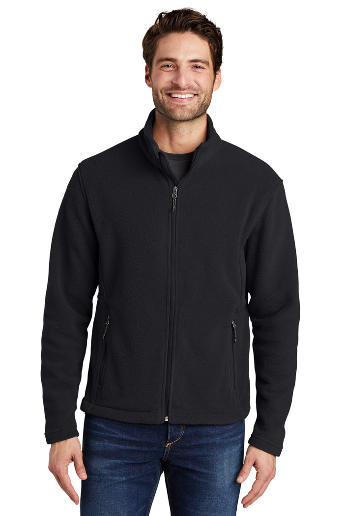Embroidered Unisex Black Fleece Jacket