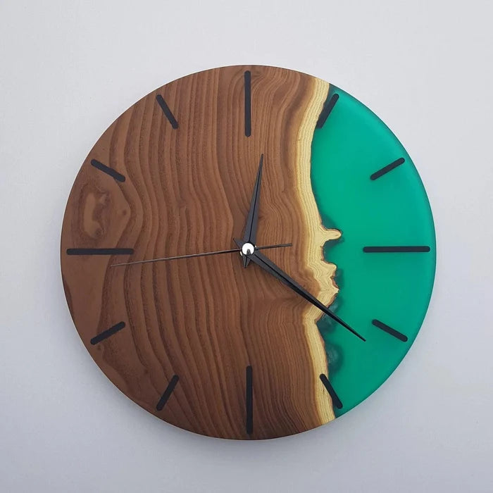 SilverBerry Tree and resin wall clock by Artdesigna, featuring wood wall art with intricate silver and resin details.