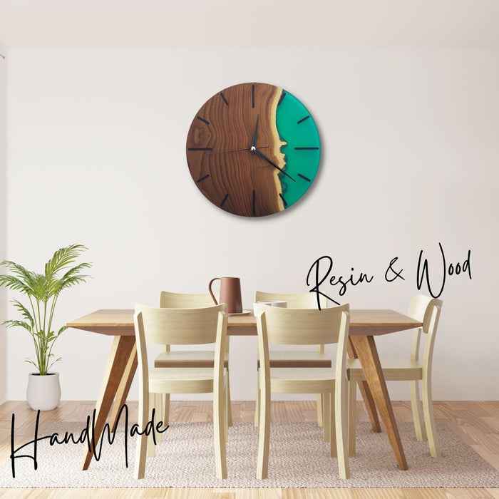 SilverBerry Tree wood wall art by Artdesigna featuring a resin timepiece embedded in a decorative silver and wood design.