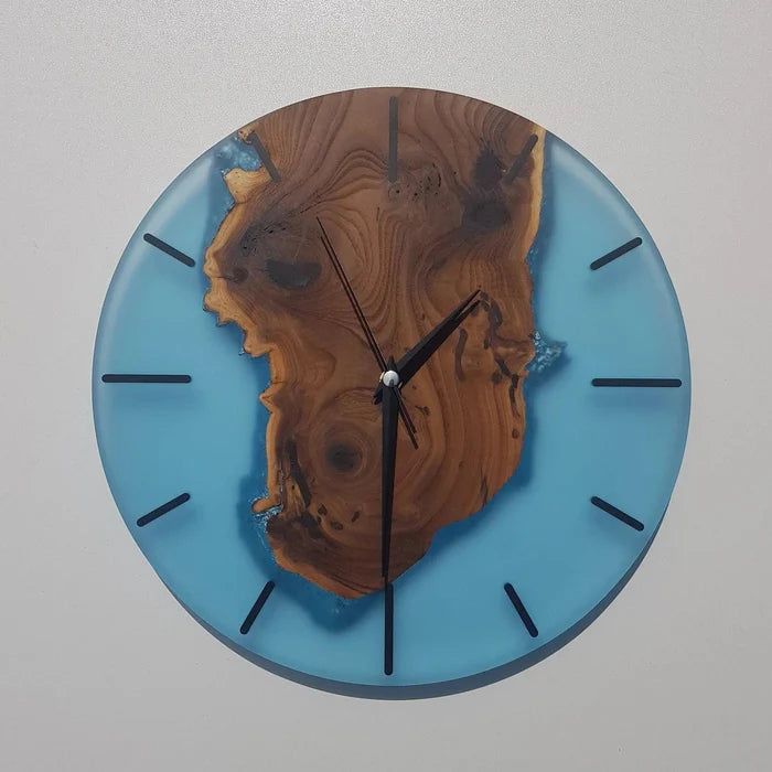 SilverBerry Tree and resin wall clock by Artdesigna, featuring a wooden wall art design with intricate silverberry tree details.