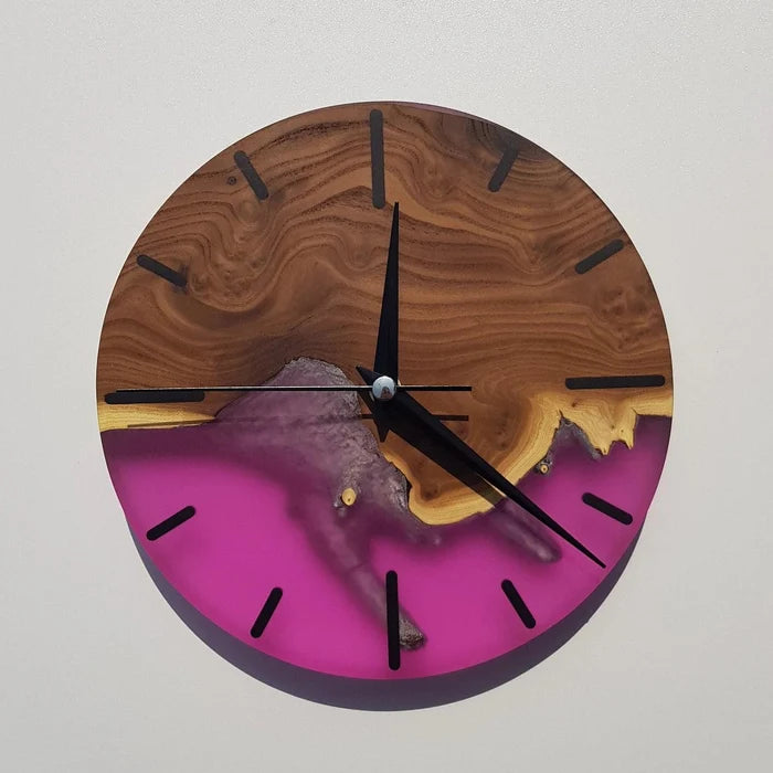 SilverBerry Tree and resin wall clock by Artdesigna, featuring wood wall art with intricate silver and resin design elements.