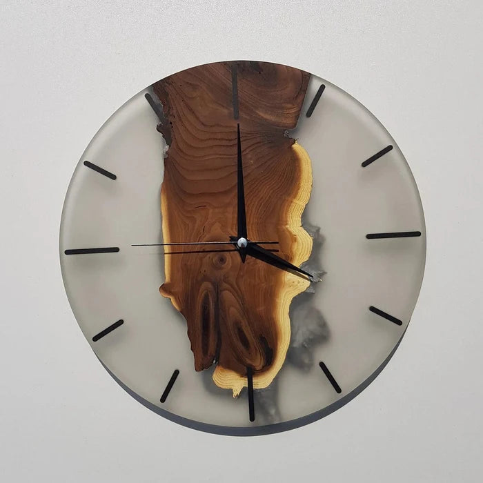 SilverBerry Tree and Resin Timepiece wall clock by Artdesigna, featuring intricate wood wall art with a decorative silverberry tree design.