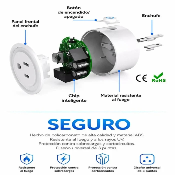 ENCHUFE INTELIGENTE RGB TOMA WIFI SMART ECHO ALEXA GOOGLE Y SIRI