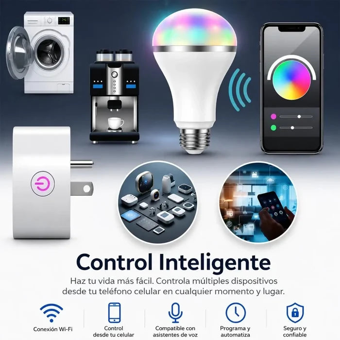ENCHUFE INTELIGENTE RGB TOMA WIFI SMART ECHO ALEXA GOOGLE Y SIRI