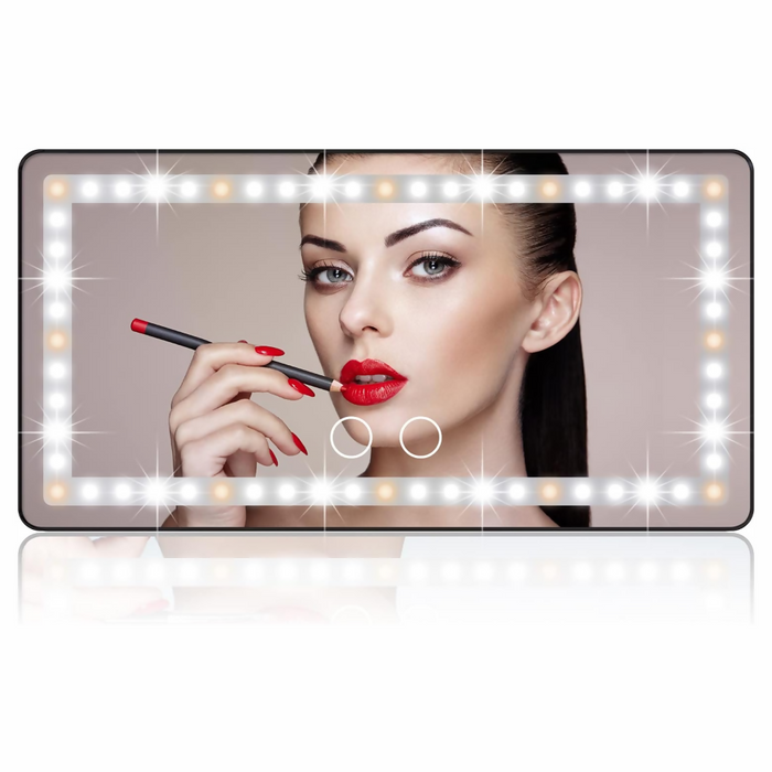 ESPEJO DE MAQUILLAJE RECARGABLE LUZ LED 3 TONOS PARA CARRO