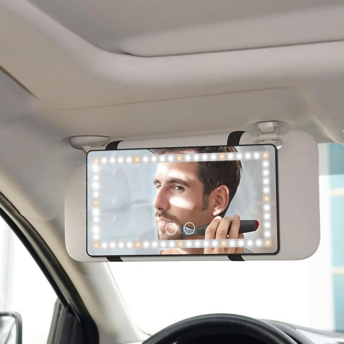 ESPEJO DE MAQUILLAJE RECARGABLE LUZ LED 3 TONOS PARA CARRO