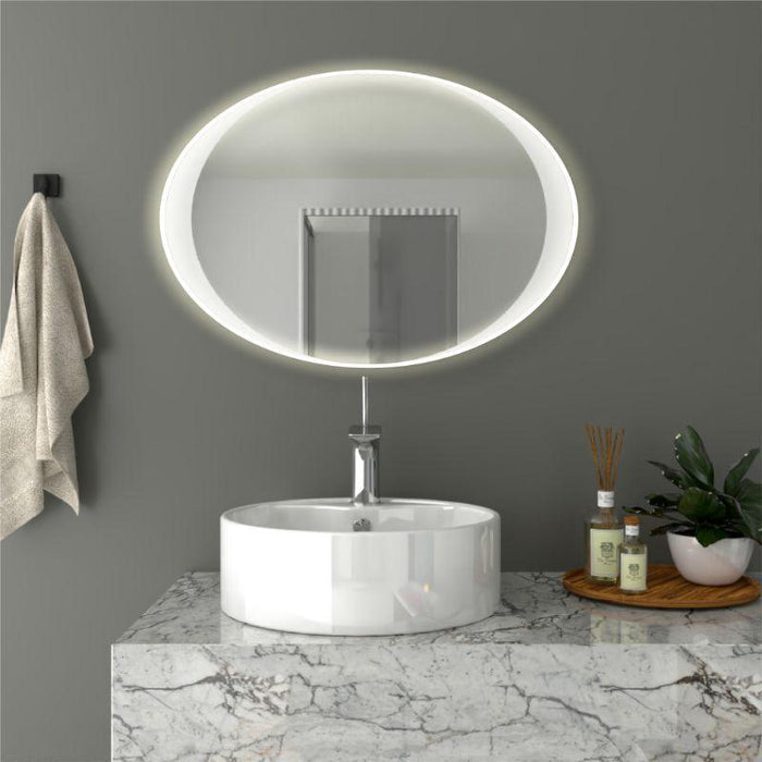 ESPEJO OVALADO VARESE, GRIS, CON LUZ LED
