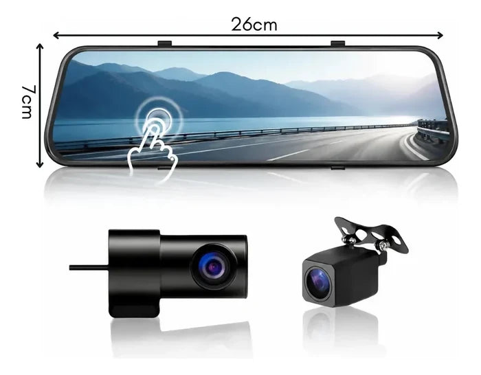 ESPEJO RETROVISOR 3 CÁMARAS INTERIOR EXTERIOR TÁCTIL 1080P ✅