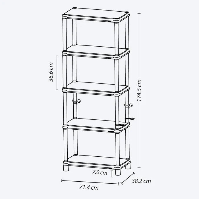 Estante multifuncional de 5 Niveles Solido 15" Negro