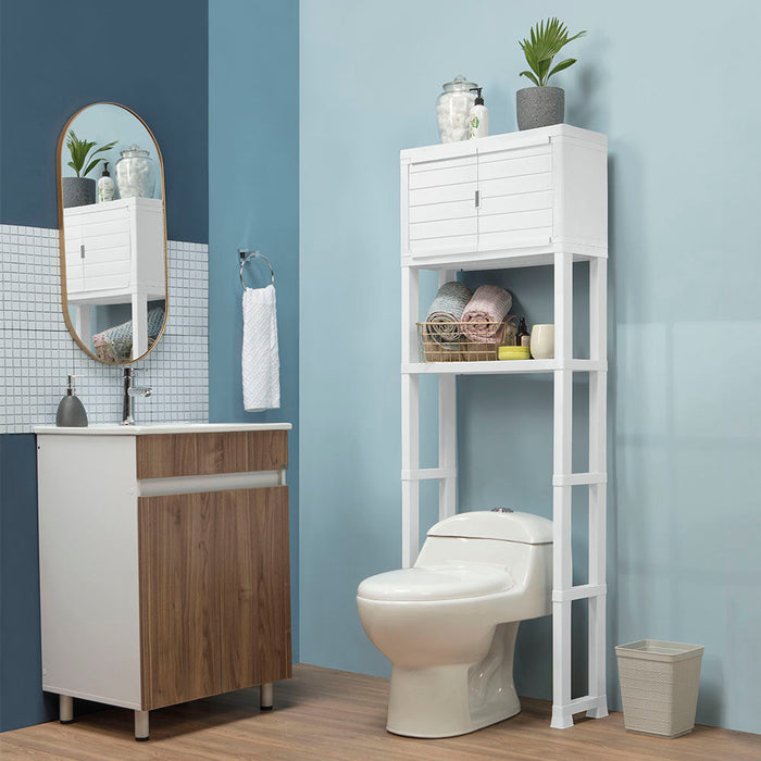 Estante Organizador con Puertas para Baño Blanco