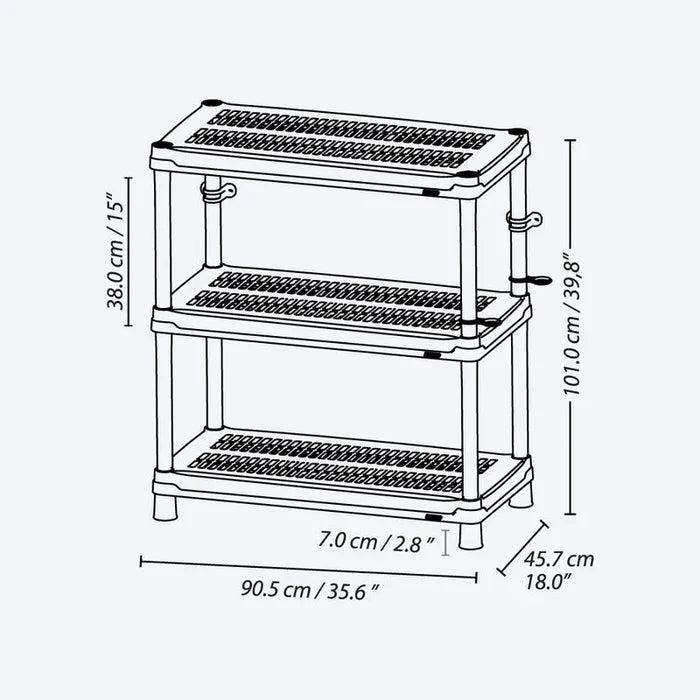 Estantería multifuncional de 3 Niveles Ventilada 18" Negro