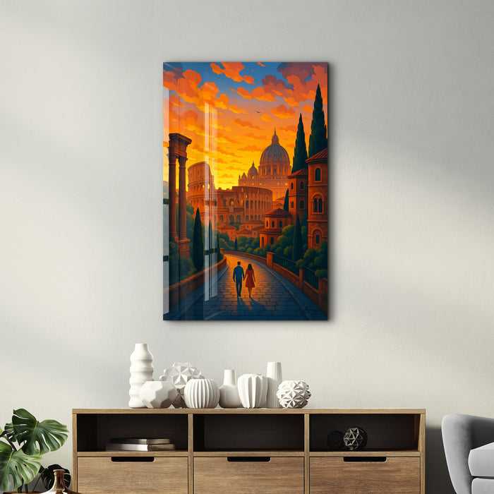 Glass wall art titled Eternal Stroll by HMZ, featuring intricate glass design on a sleek wall art piece.