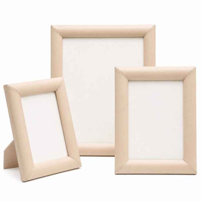 Pigeon & Poodle Eton Full-Grain Leather Frame in Cream - Picture Frames - The Well Appointed House