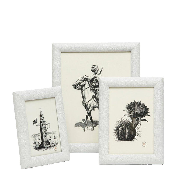 Pigeon & Poodle Faux Shagreen Oxford Frame in Blanc - Picture Frames - The Well Appointed House