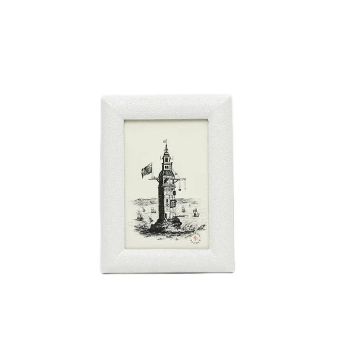Pigeon & Poodle Faux Shagreen Oxford Frame in Blanc - Picture Frames - The Well Appointed House