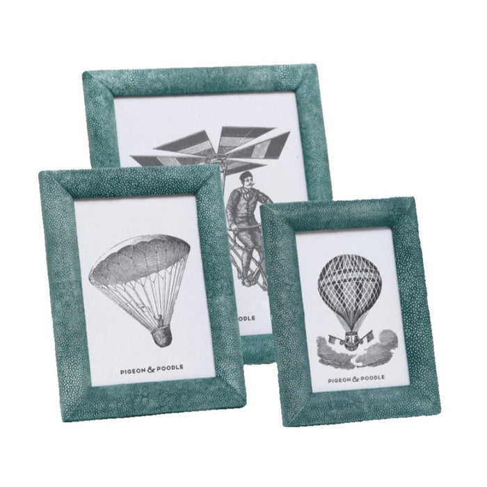 Pigeon & Poodle Faux Shagreen Oxford Frame in Turquoise - Picture Frames - The Well Appointed House
