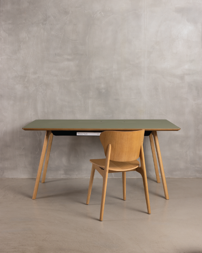 FIKA Oak Office Desk Olive Linoleum