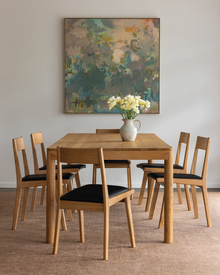 Forest 01 Black Authentic Leather Oak Dining Chair