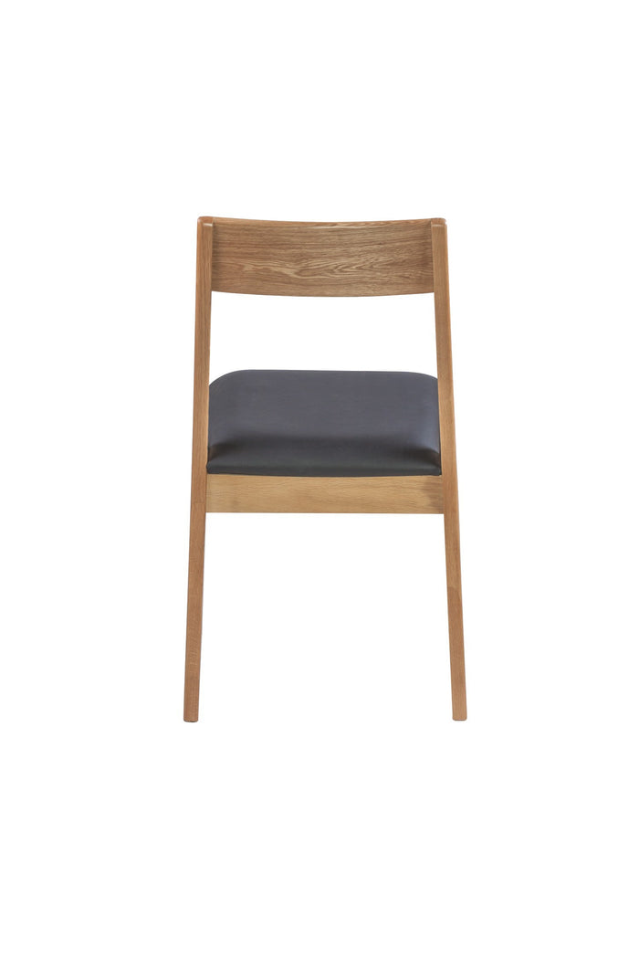 Forest 01 Black Authentic Leather Oak Dining Chair