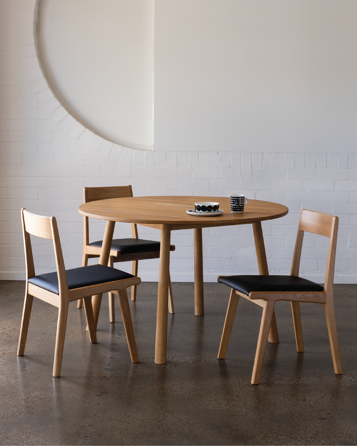 Forest 01 Black Authentic Leather Oak Dining Chair
