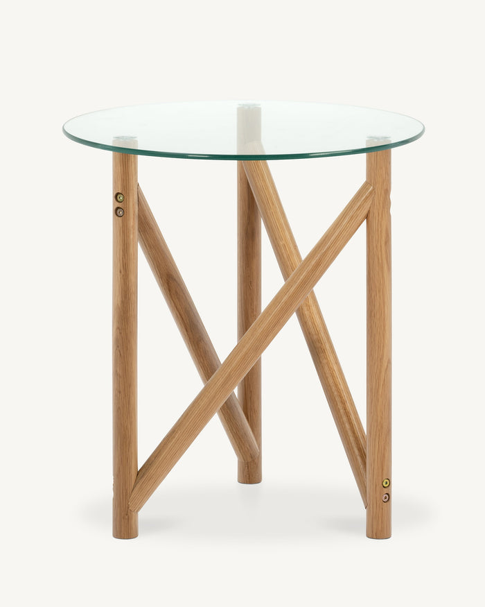 Forest Glass Round Oak Coffee Table