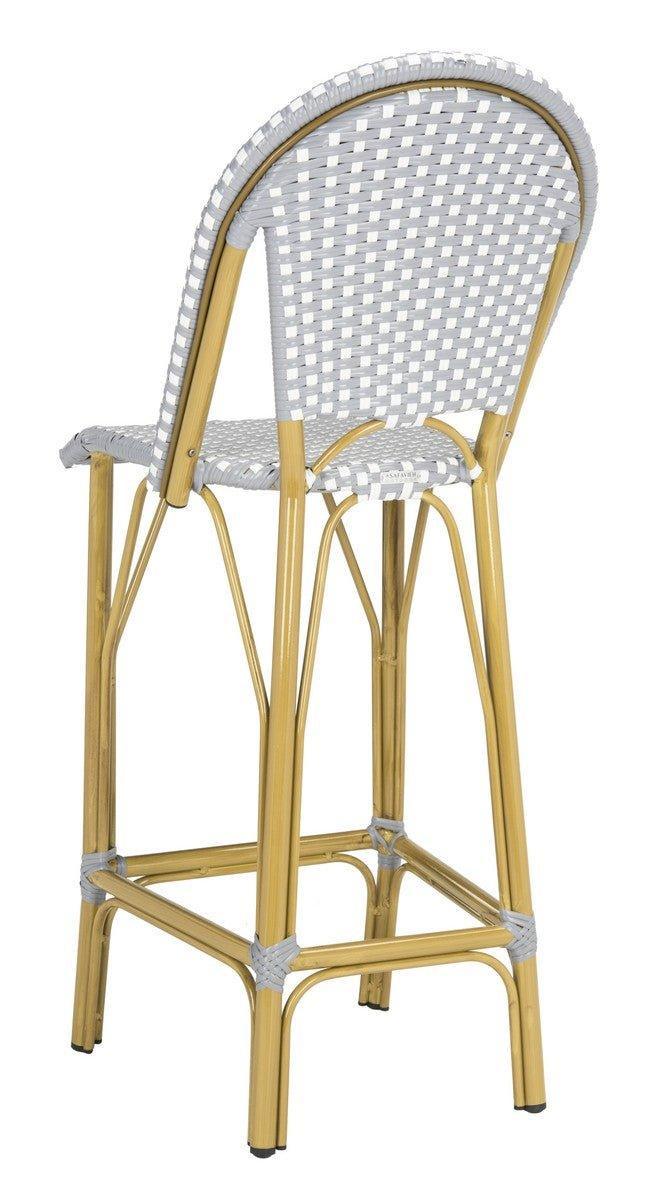 French Bistro Outdoor Bar Stool in Grey and White - Outdoor Bar & Counter Stools - The Well Appointed House