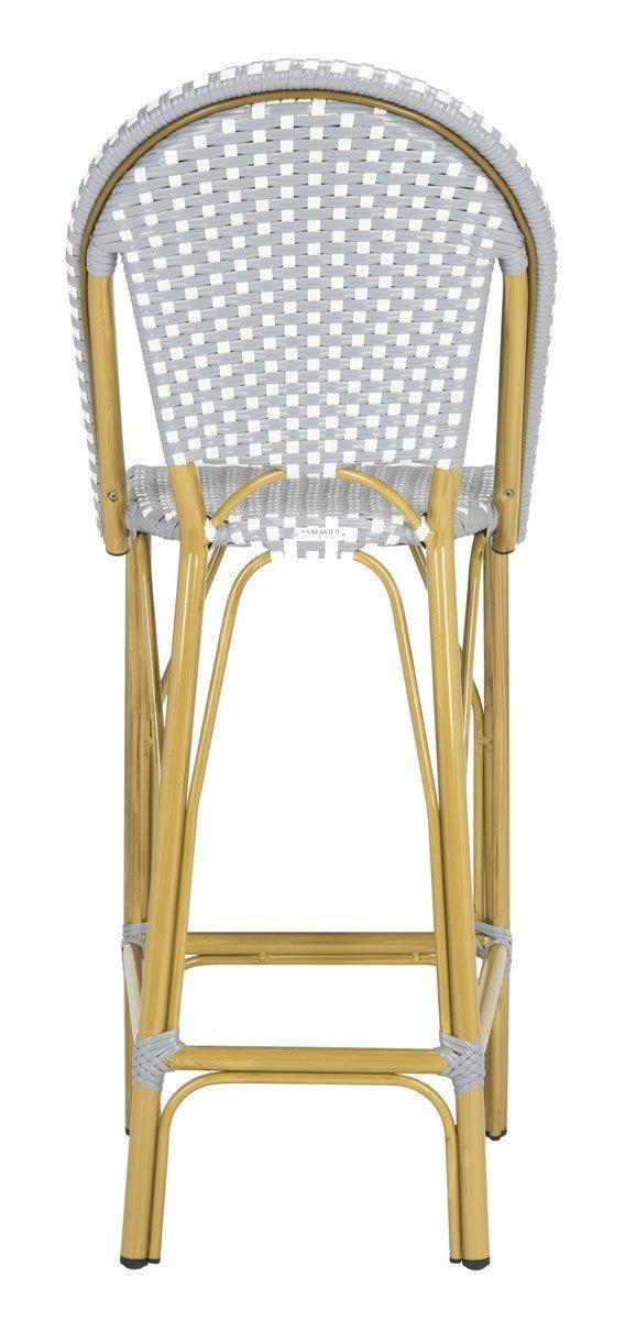 French Bistro Outdoor Bar Stool in Grey and White - Outdoor Bar & Counter Stools - The Well Appointed House