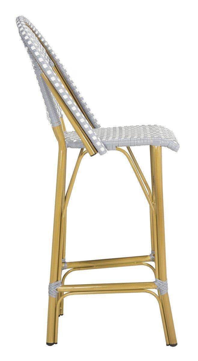 French Bistro Outdoor Bar Stool in Grey and White - Outdoor Bar & Counter Stools - The Well Appointed House