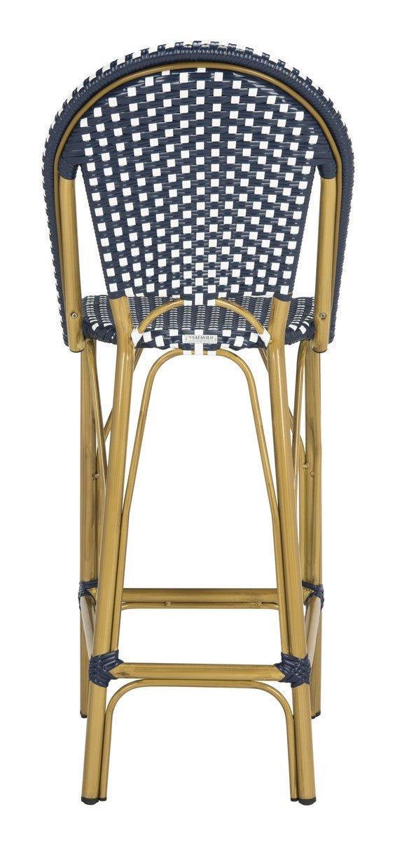 French Bistro Outdoor Bar Stool in Navy and White - Outdoor Bar & Counter Stools - The Well Appointed House
