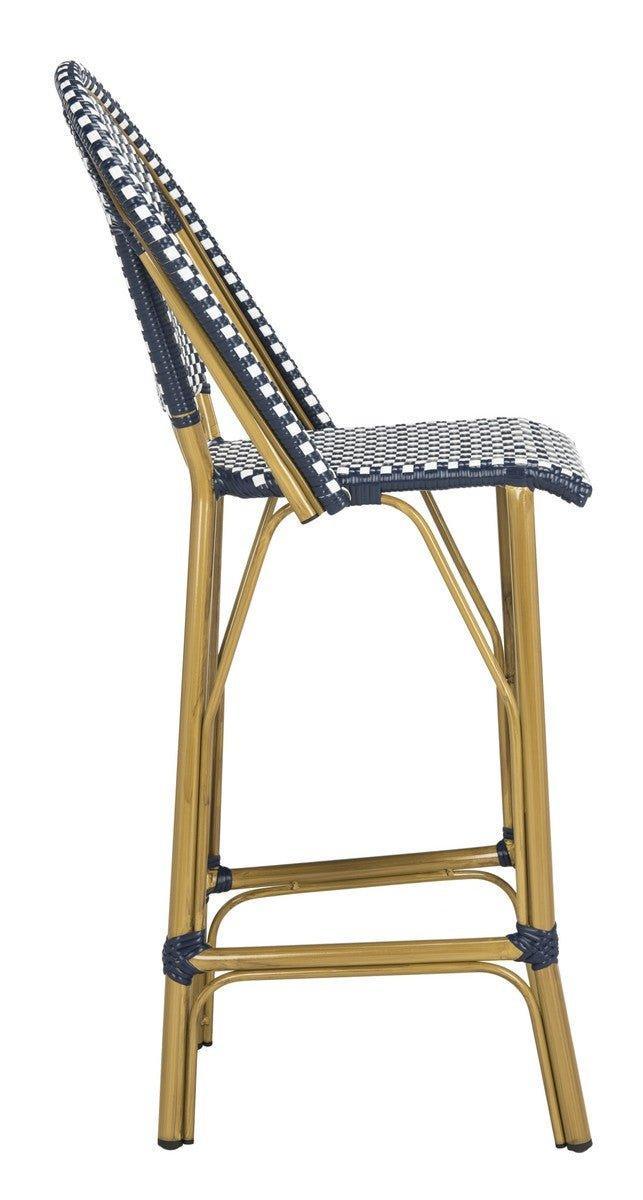 French Bistro Outdoor Bar Stool in Navy and White - Outdoor Bar & Counter Stools - The Well Appointed House