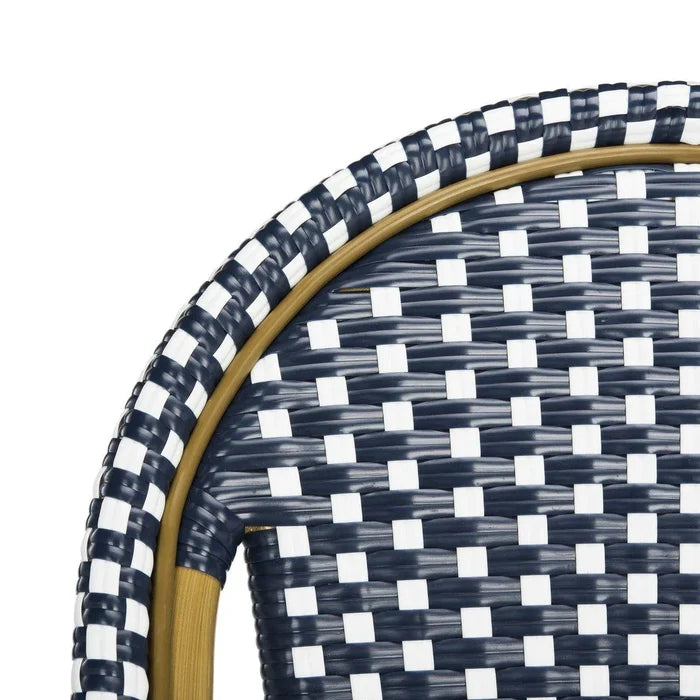 French Bistro Outdoor Bar Stool in Navy and White - Outdoor Bar & Counter Stools - The Well Appointed House
