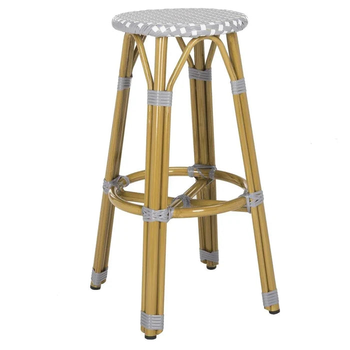 French Bistro Style Outdoor Counter Stool in Grey and White - Outdoor Bar & Counter Stools - The Well Appointed House