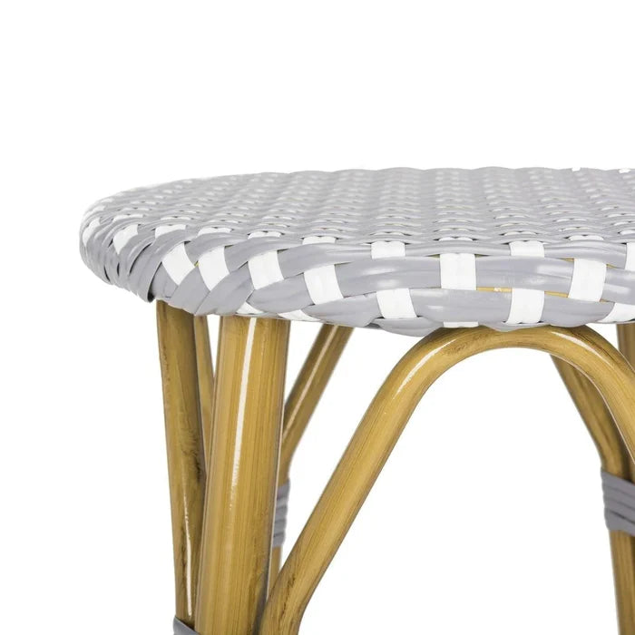 French Bistro Style Outdoor Counter Stool in Grey and White - Outdoor Bar & Counter Stools - The Well Appointed House